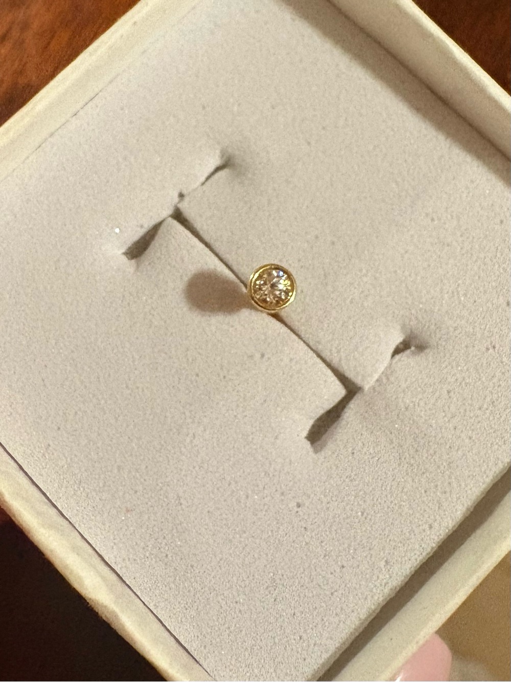 2mm Gold Bezel Solitaire cartilage piercing with Clear Stone - Women Jewelry